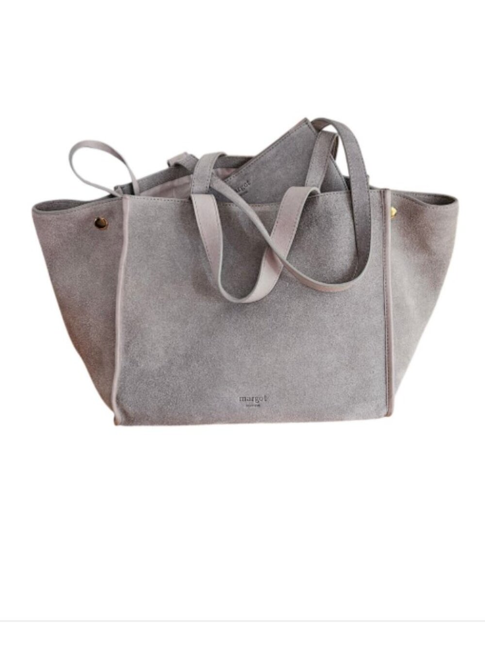 Margot New York Jamee Suede Tote Bag Grey Flaws